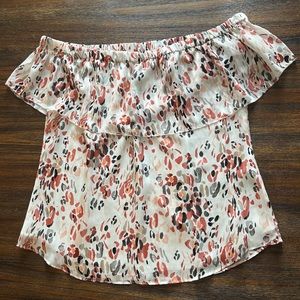 White House Black Market Leopard print off the shoulder top. Size 14. EUC